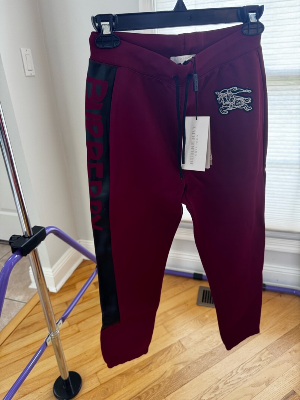 Burberry Burgundy & Black Boys' Jogger Sweatpants